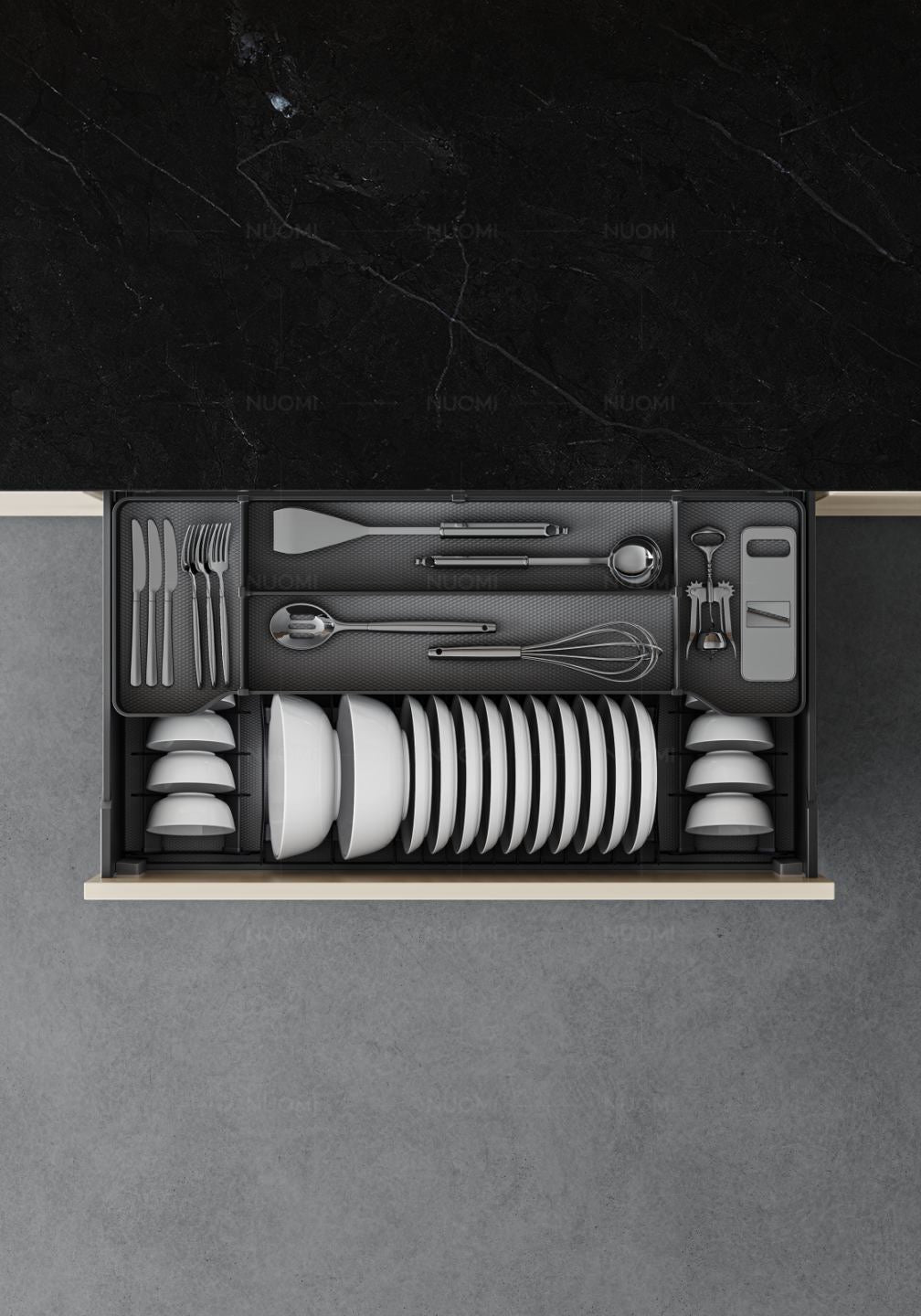 Encanto double-layer cutlery tray Mulity-functional pull basket